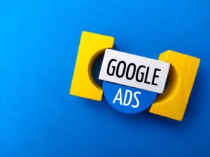 malaysia7-march-2022-top-view-colored-block-with-text-google-ads-blue-background