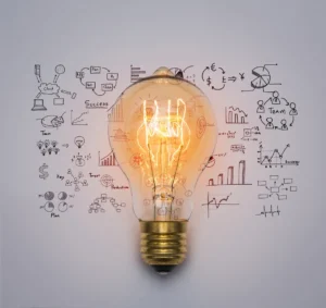 Light bulb with drawing graph